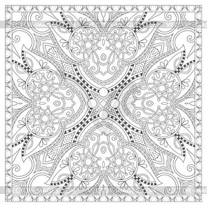 Coloring book square page for adults - ethnic flora - vector clipart