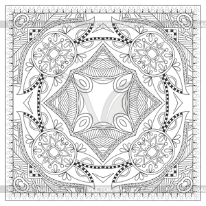Coloring book square page for adults - ethnic flora - vector clip art