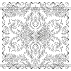 Coloring book square page for adults - ethnic flora - vector clipart
