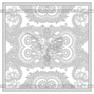 Coloring book square page for adults - ethnic flora - vector clipart