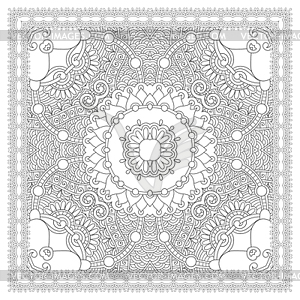 Coloring book square page for adults - ethnic flora - vector image