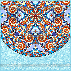 Ornamental floral template with circle ethnic dish - vector image