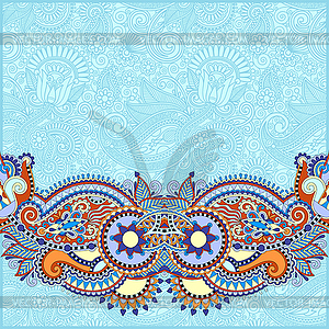 Paisley design on decorative floral background for - vector clipart