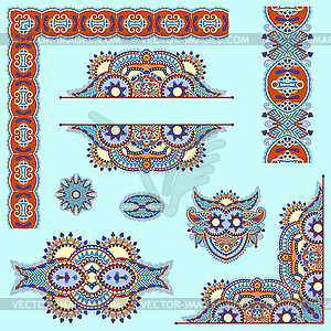 Set of paisley floral design elements for page - vector clipart