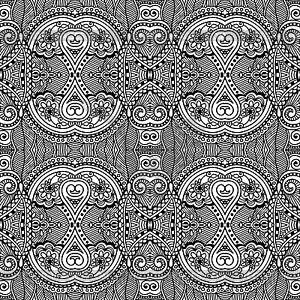 Black and white seamless pattern, hand drawing - vector image