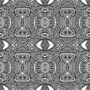 Black and white seamless pattern, hand drawing - vector clipart