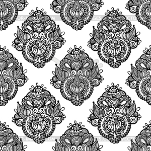 Black and white seamless pattern, hand drawing - vector clipart