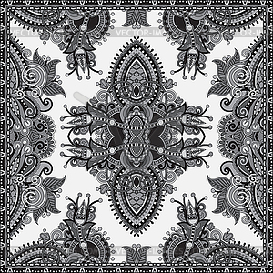 Grey ornamental floral paisley bandanna - vector clipart