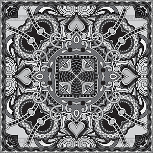 Grey ornamental floral paisley bandanna - vector clipart