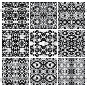 Set of grey different seamless vintage geometric - vector clipart
