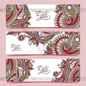 Set of three horizontal banners with decorative - vector image