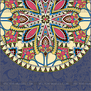 Ornamental floral template with circle ethnic dish - vector image