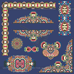 Set of paisley floral design elements for page - vector image