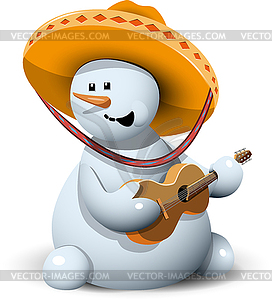 Snowman in sombrero - vector clip art