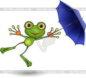 Frog with Umbrella - vector clipart