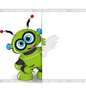 Green Robot and White Background - vector clipart