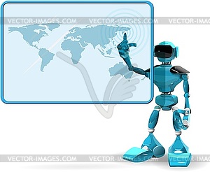 Blue Robot and Screen - vector image