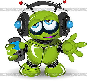 Robot Music Lover - vector clipart / vector image