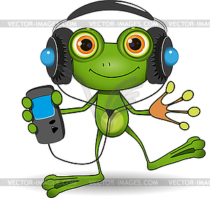 Frog in Headphones - vector image