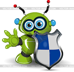 Robot with Shield - vector image
