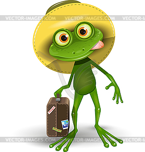 Frog with Suitcase - vector clipart / vector image