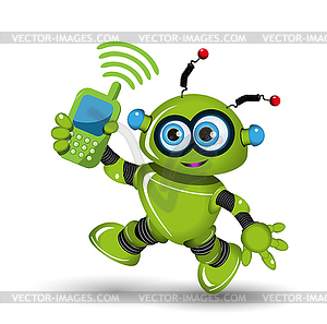 Robot with telephone - vector clipart