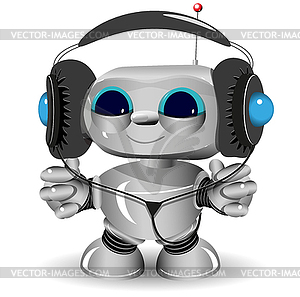 White robot headphones - vector image