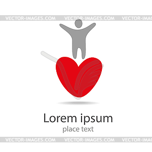 Logo man with heart - vector image