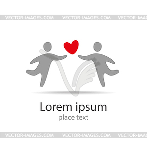 Logo people with heart - stock vector clipart