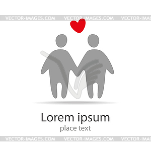 Logo people with heart - vector clip art