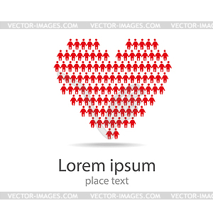 Logo people with heart - vector clipart