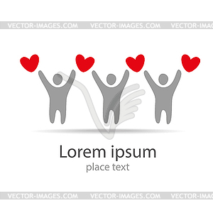 Logo people with heart - vector clip art