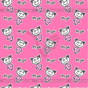 Pink girl pattern - vector clip art