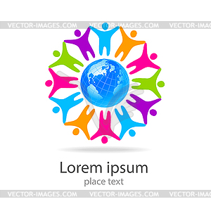 Logo earth people - vector image