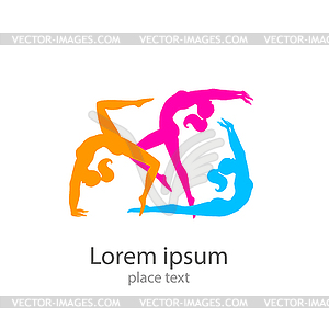 Логотип женщина спорт - векторный клипарт / векторное изображение
