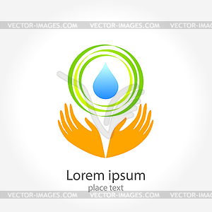 Water hand logo - vector image