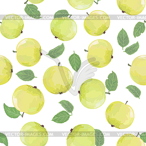 Pattern with green apples - vector clipart