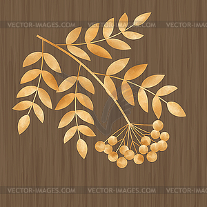 With leaves and rowanberry - vector clip art