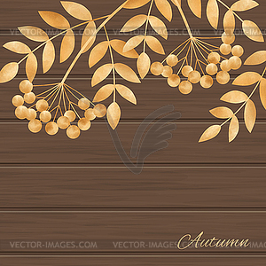 With leaves and rowanberry - vector image