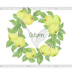 Pattern with green apples - vector image