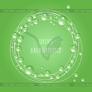 Drops on Green Eco background, - vector clipart / vector image