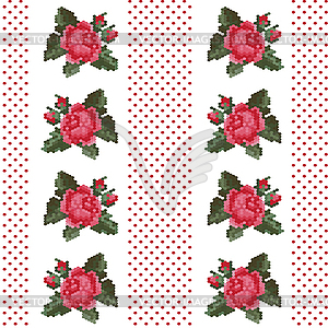 Elegant seamless illustration with stylized red roses - vector image