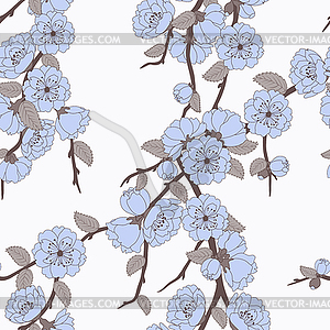 Pattern with elegant sakura flowers - royalty-free vector clipart