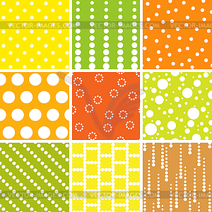 Seamless patterns, polka dots set - vector image