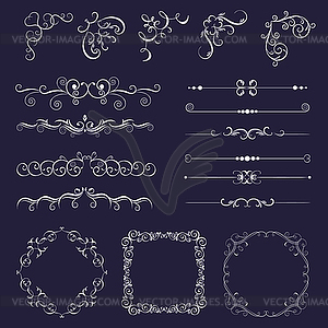 Set vintage decorative frames - vector image