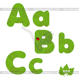 Green Leaves font - vector EPS clipart