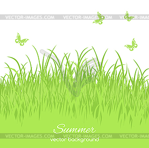 Spring card with grass - vector image