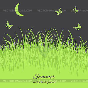 Spring card with grass - vector image