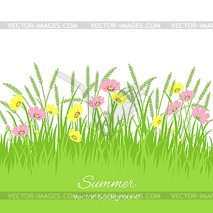 Spring card with grass - color vector clipart