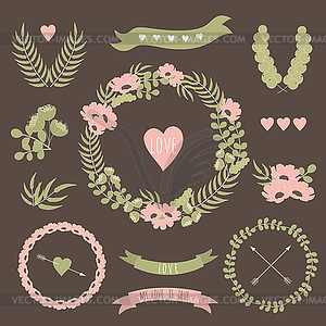 Romantic hipster icons - vector clipart